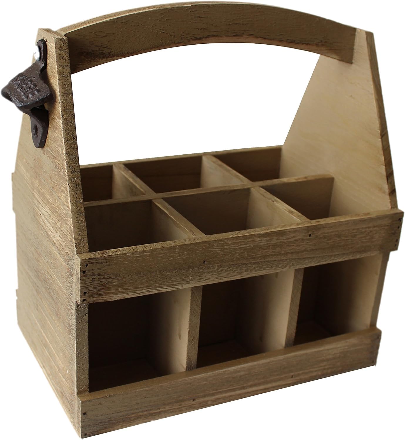 - Personalized Wooden Oak Beer Caddy | 6 Bottle Holder with Built-in Opener | Ideal Beer & Wine Gift Carrier -