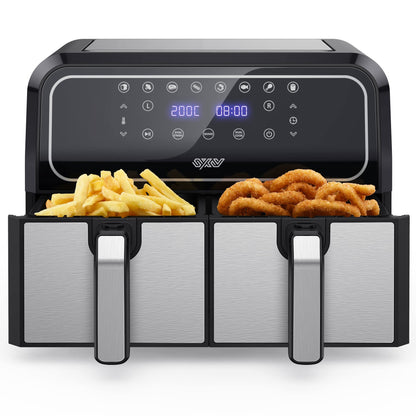 - Innsky Dual Zone Hot Air Fryer Double Chamber 8L | 8 Programmes Hot Air Fryer | Double Air Fryer | 2 Baskets -