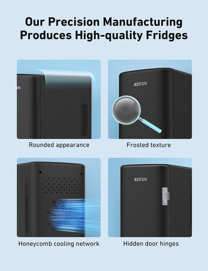 AstroAI Mini Fridge 6 Litre / 8 Can | Cooler and Warmer | AC/DC | Small Fridge for Bedrooms, Car, Drinks, Beauty, Skincare, Travel (Deep Black)