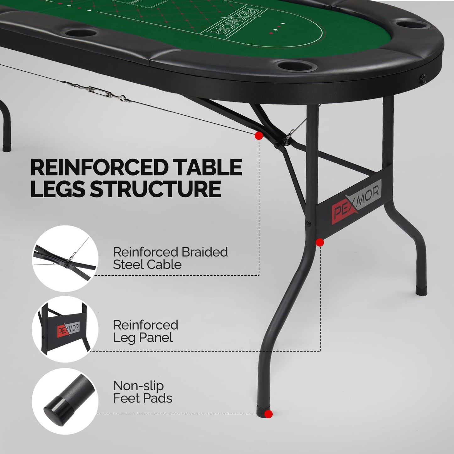 - PEXMOR Foldable 8 Player Poker Table | Folding Blackjack Casino Card Game Table  -