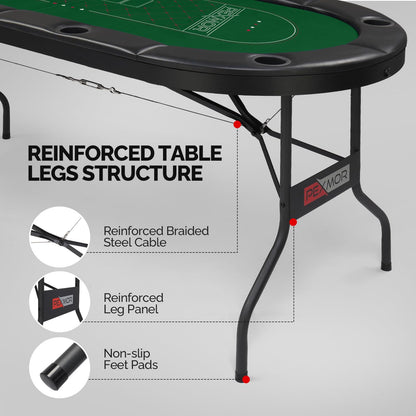 - PEXMOR Foldable 8 Player Poker Table | Folding Blackjack Casino Card Game Table  -