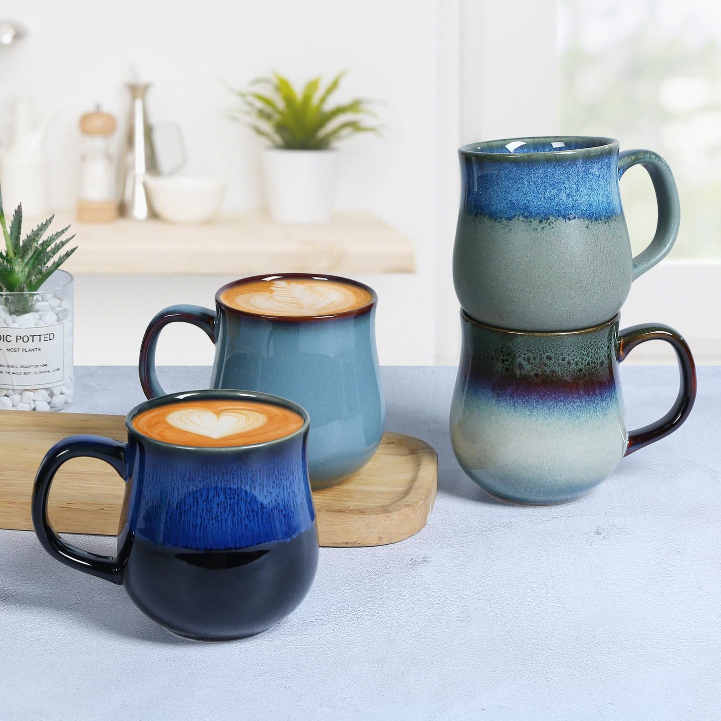 - RELEDESA 450ml Large Ceramic Coffee Mug | Big Handle | 16 Oz Handmade Glazed Tea Cup for Office and Home -