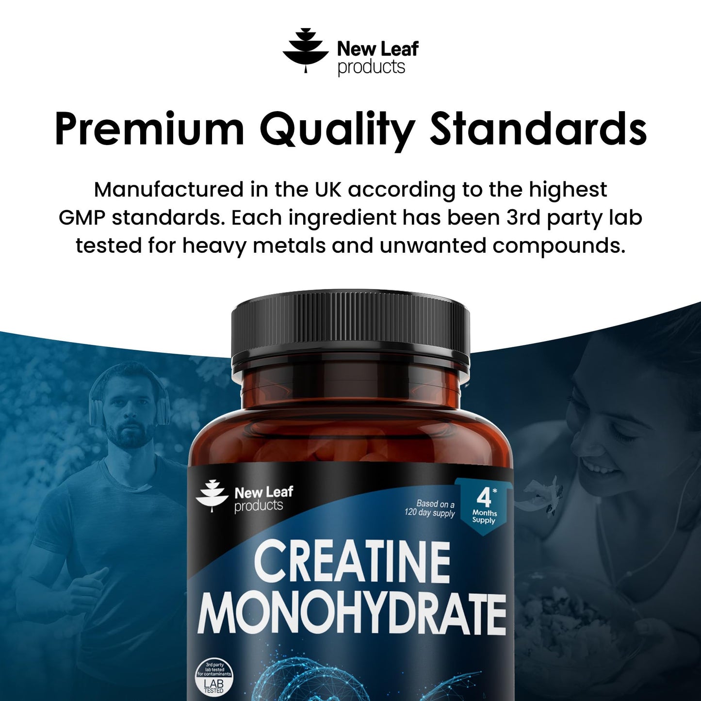 Creatine Monohydrate Capsules 3000mg - 360 Creatine Capsules (3 per Serving) 4 Months Supply- Exercise Workout Gym Supplement for Men & Women - Creatine Monohydrate Powder Capsules - UK Made
