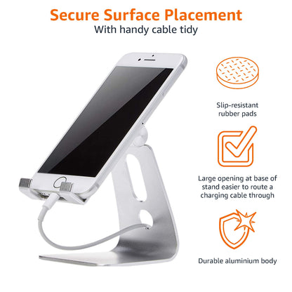 Amazon Basics Adjustable Cell Phone Stand for iPhone and Android , Silver