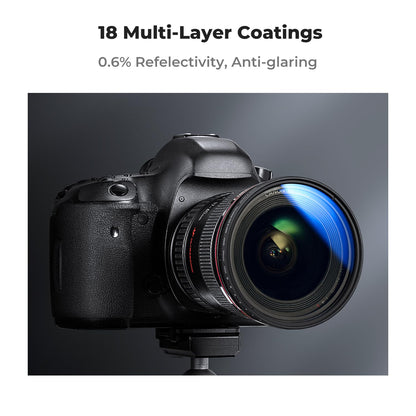 - K&F Concept 52mm Variable ND2-400 Filter | Lens Cap | Cleaning Cloth | Slim ND for Camera Lens -