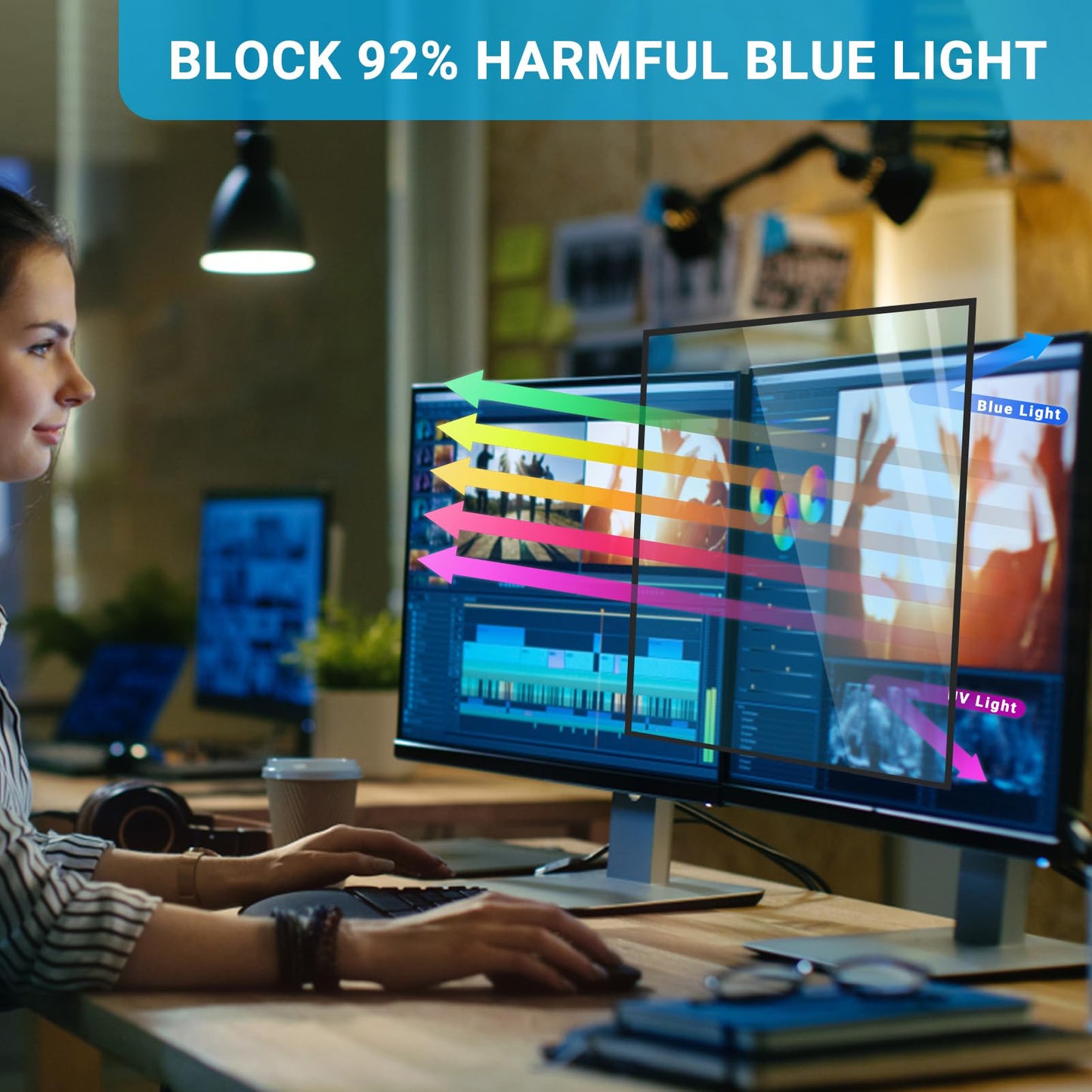 - PYS 24 Inch Blue Light Blocking Screen Protector | Computer Monitor Removable 16:9 Aspect Ratio 24" 23.8"-
