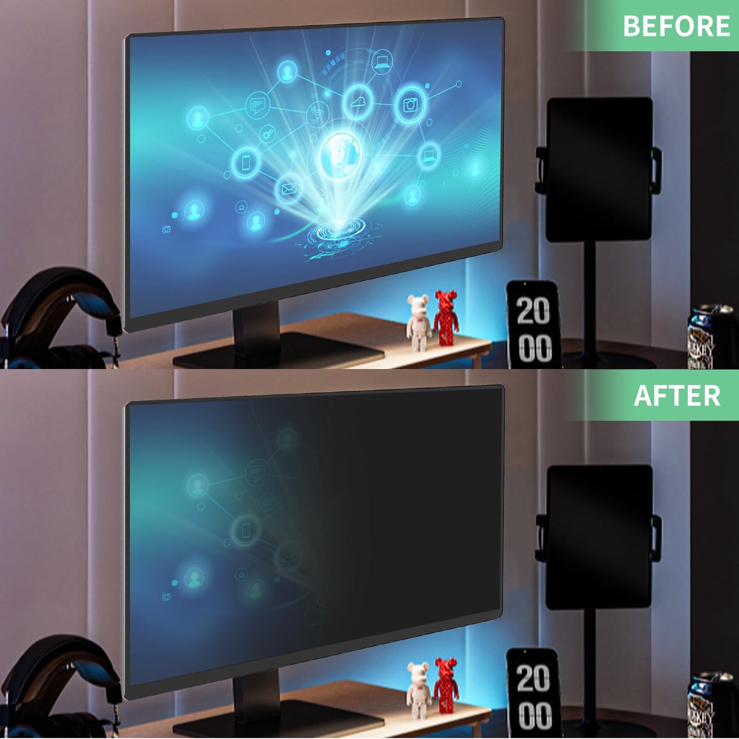 DEJIMAX 27 Inch Computer Privacy Screen Filter for 16:9 Widescreen Monitor, Anti Glare and Blue Light, PC Monitor Screen Privacy Shield,Anti Spy Screen Protector Film