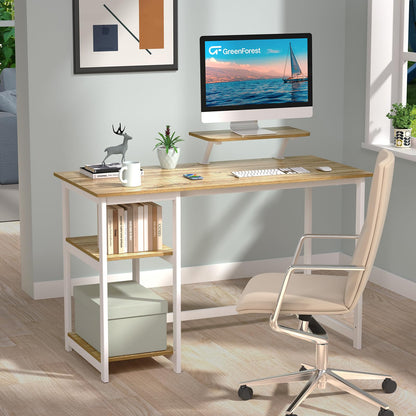 - GreenForest Computer Desk With Monitor Stand | 100cm Home Office Desk -