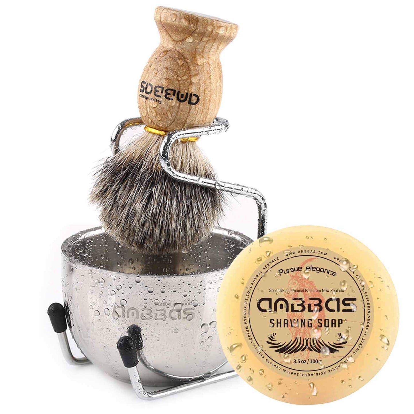 - Shaving Set | 4pcs | Badger Hair Shaving Brush | Stainless Steel Shaving Brush Stand | Perfect for Dad Gift -