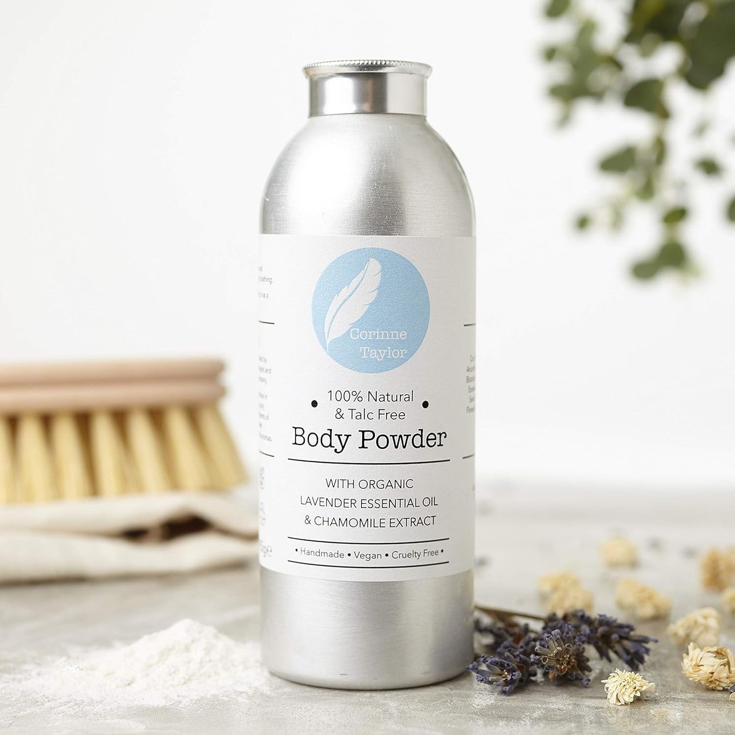 Corinne Taylor | Organic Body Powder | 100% Natural | Talc Free | Intimate Comfort | Chamomile & Lavender | Vegan | 85g