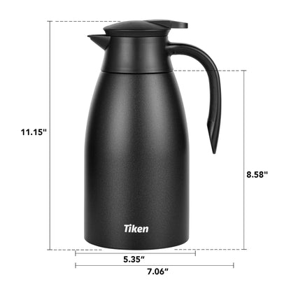 - Tiken 2L Thermal Coffee Carafe Jug | Stainless Steel | Insulated Vacuum Coffee Pot -