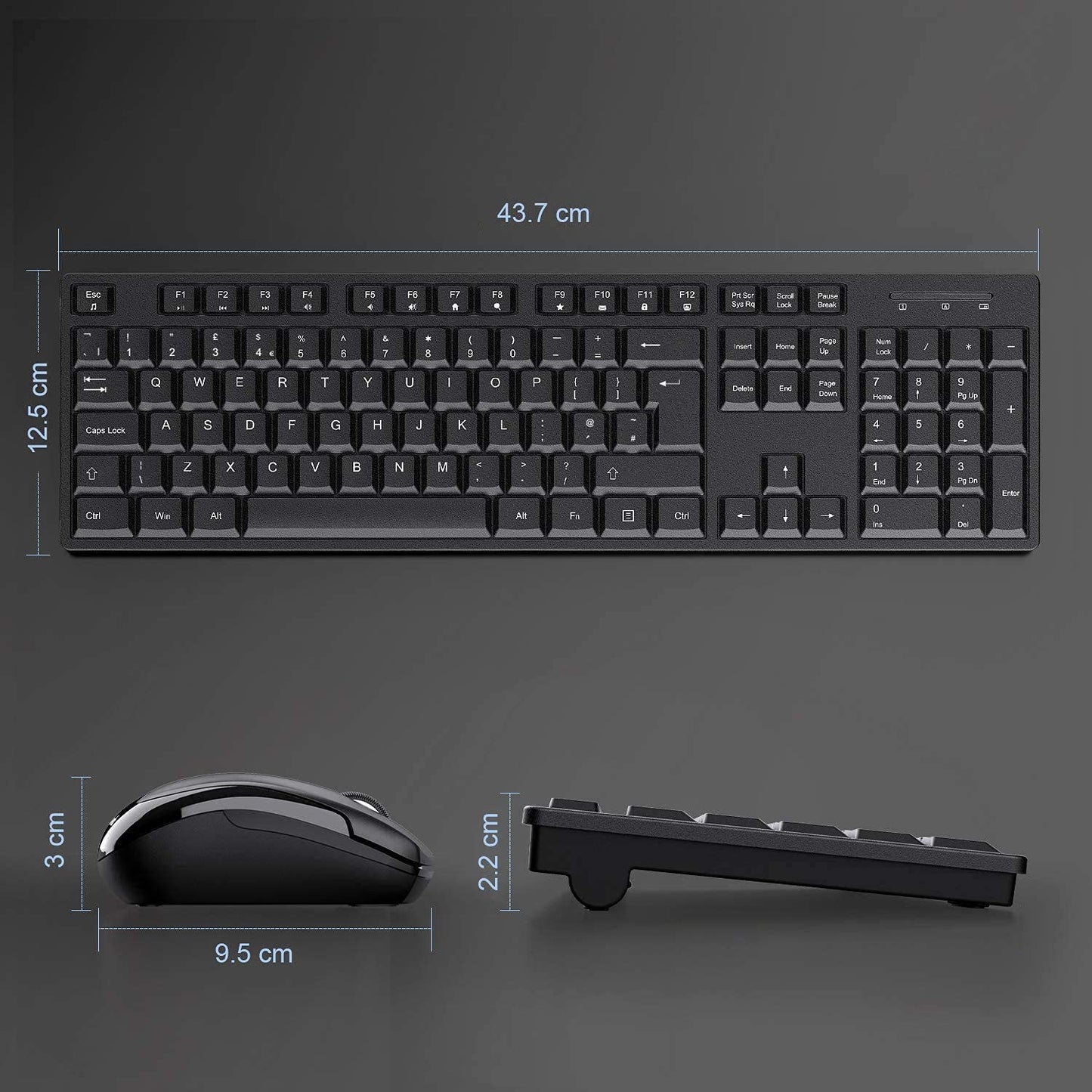 - Wireless Keyboard and Mouse Set, 2.4G Wireless Keyboard Mouse with USB Receive