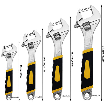 - WAIZHIUA 4Pcs Adjustable Spanner Set, 4 Sizes Adjustable Wrench Set