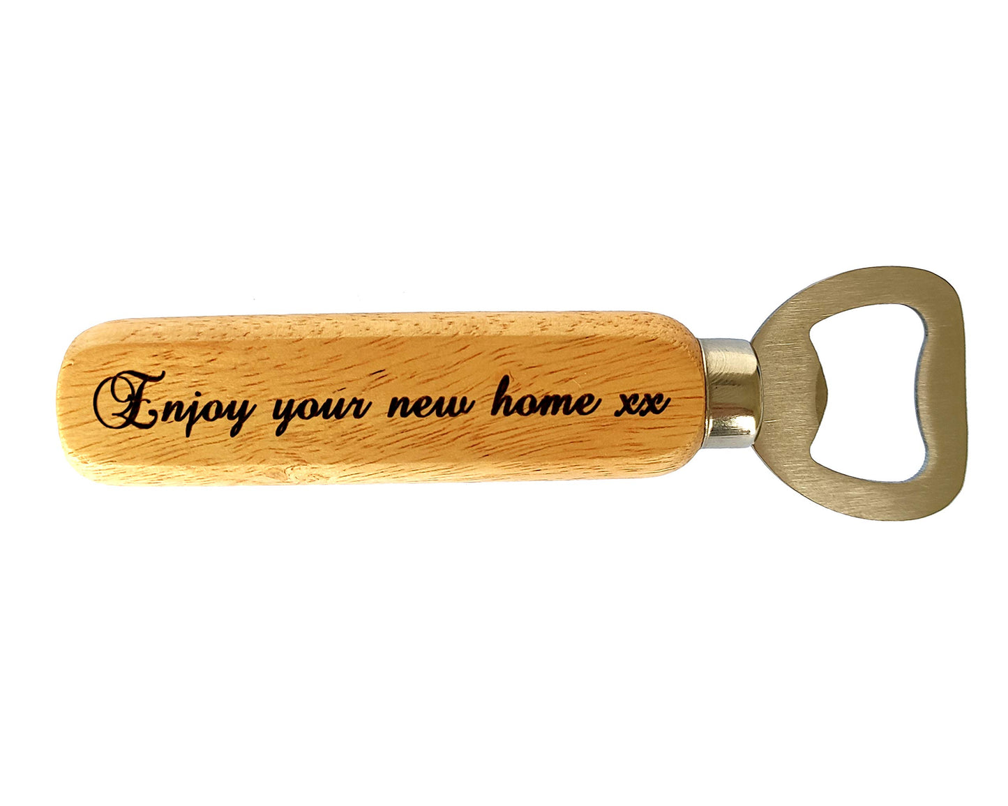 - Personalised Engraved Bottle Opener with Wood Handle -