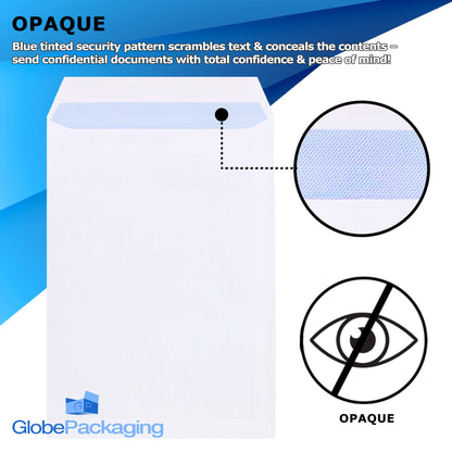 - GP Globe Packaging | 50 x C4 A4 White Plain Self Seal Paper Envelopes -
