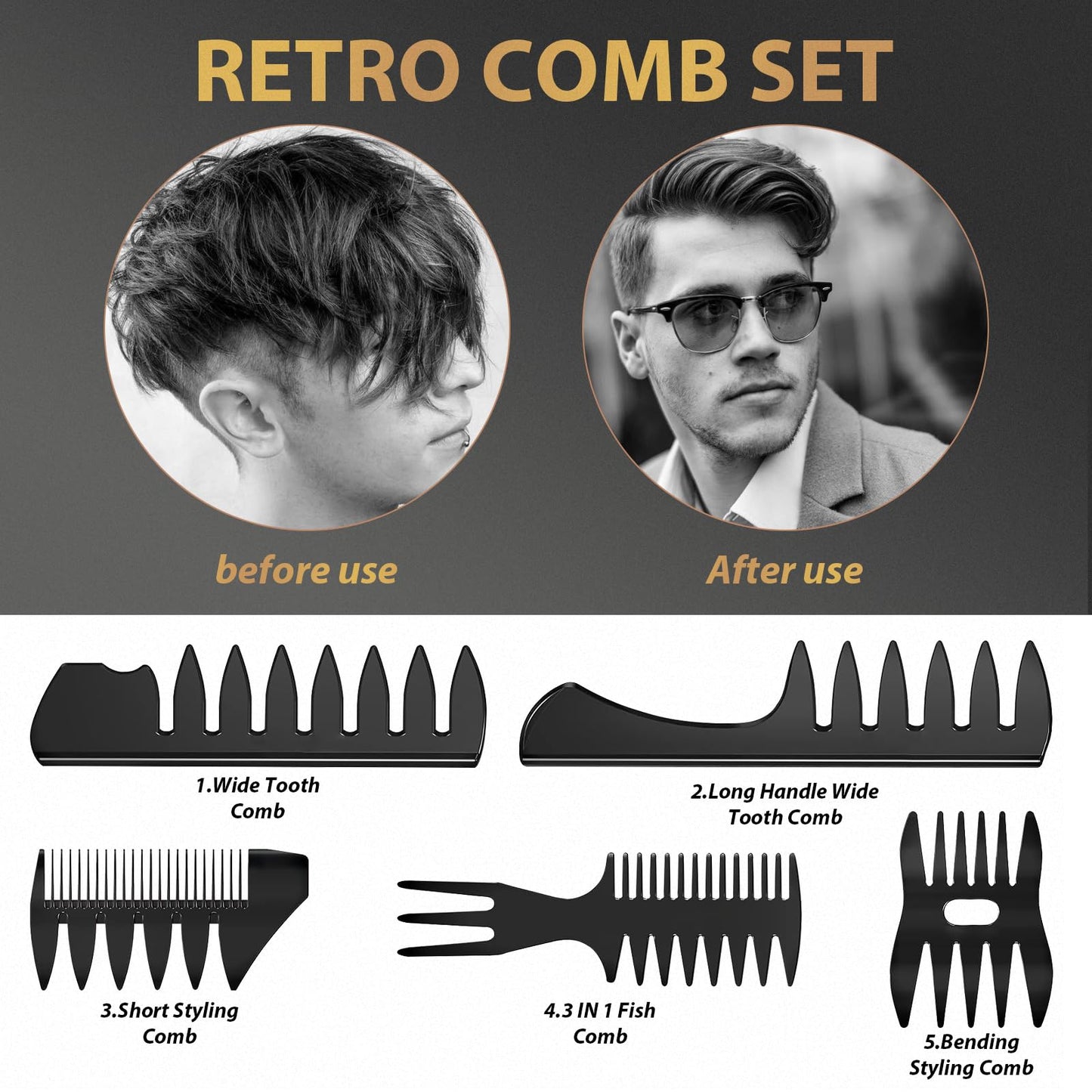 - Hair Brush Men Styling Set | DUAIU Mens Hair Combs Styling Brush 7pcs -