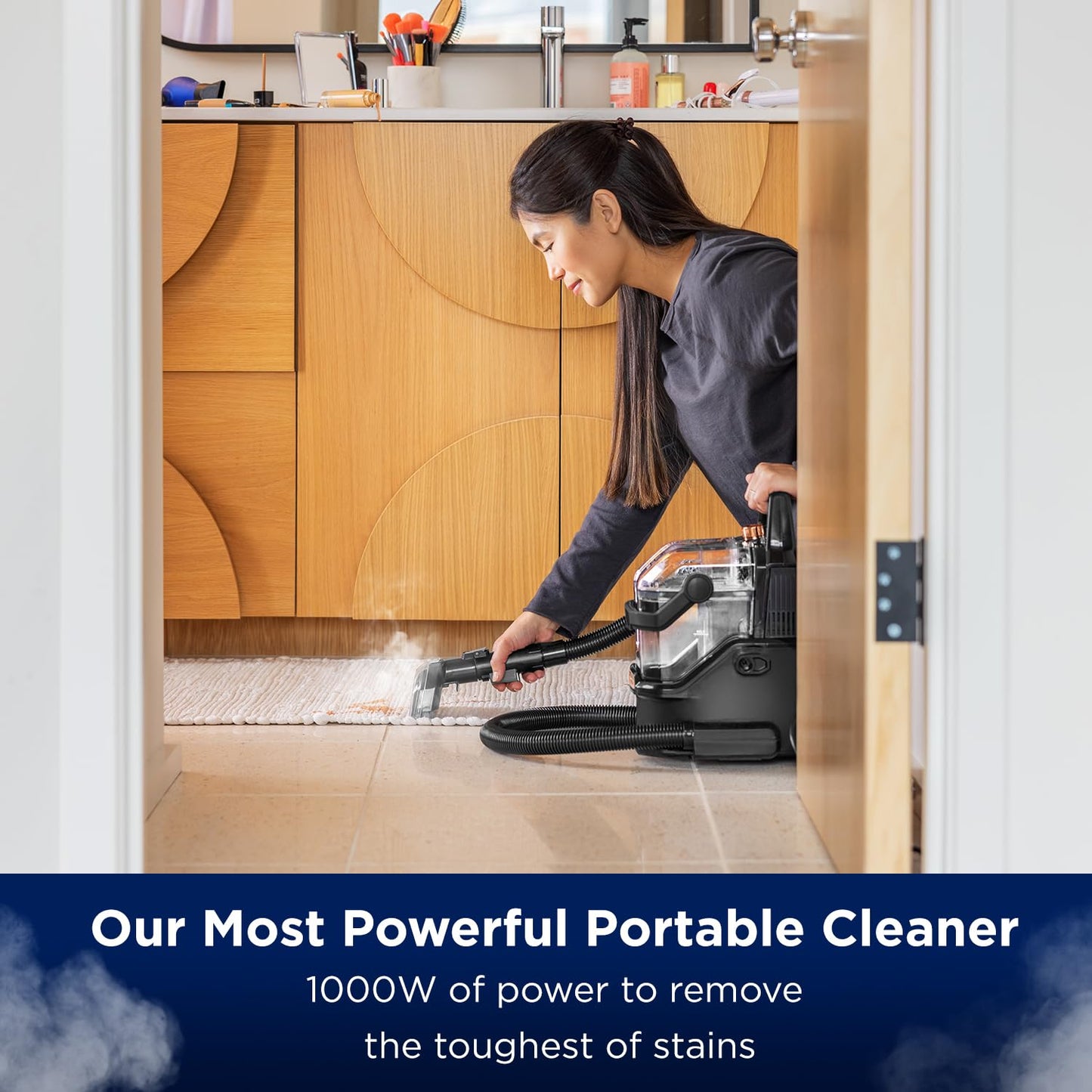 BISSELL® SpotClean® HydroSteam™ | 1000W Portable Spot Cleaner | Lift the toughest stains with HydroSteam™ Technology | Easy Self Cleaning Tool | Clean Carpets, Upholstery & Car | 3689E | Black/Copper