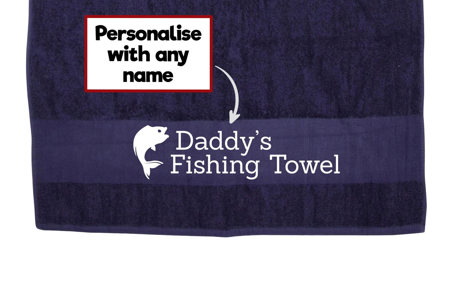 - Spoilt Rotten Towel | Navy Blue | Personalised 'Fishing Towel' | Any Name | Funny Fisherman's Gift -