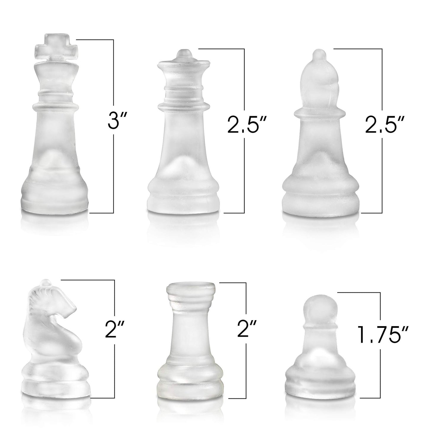 - Gamie Glass Chess Set | Elegant Design | Durable Build | Fully Functional | 32 Frosted and Clear Pieces -