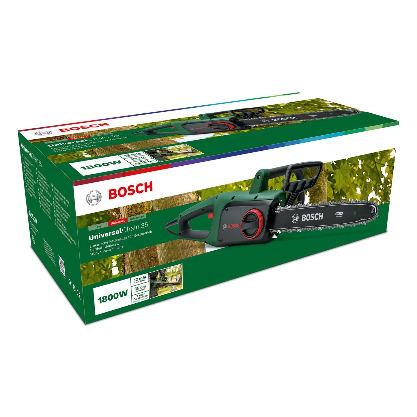 Bosch Chainsaw UniversalChain 35 (1800 W, Chain Speed: 12m/s, in Carton Packaging), Lightweight 4.2 kg