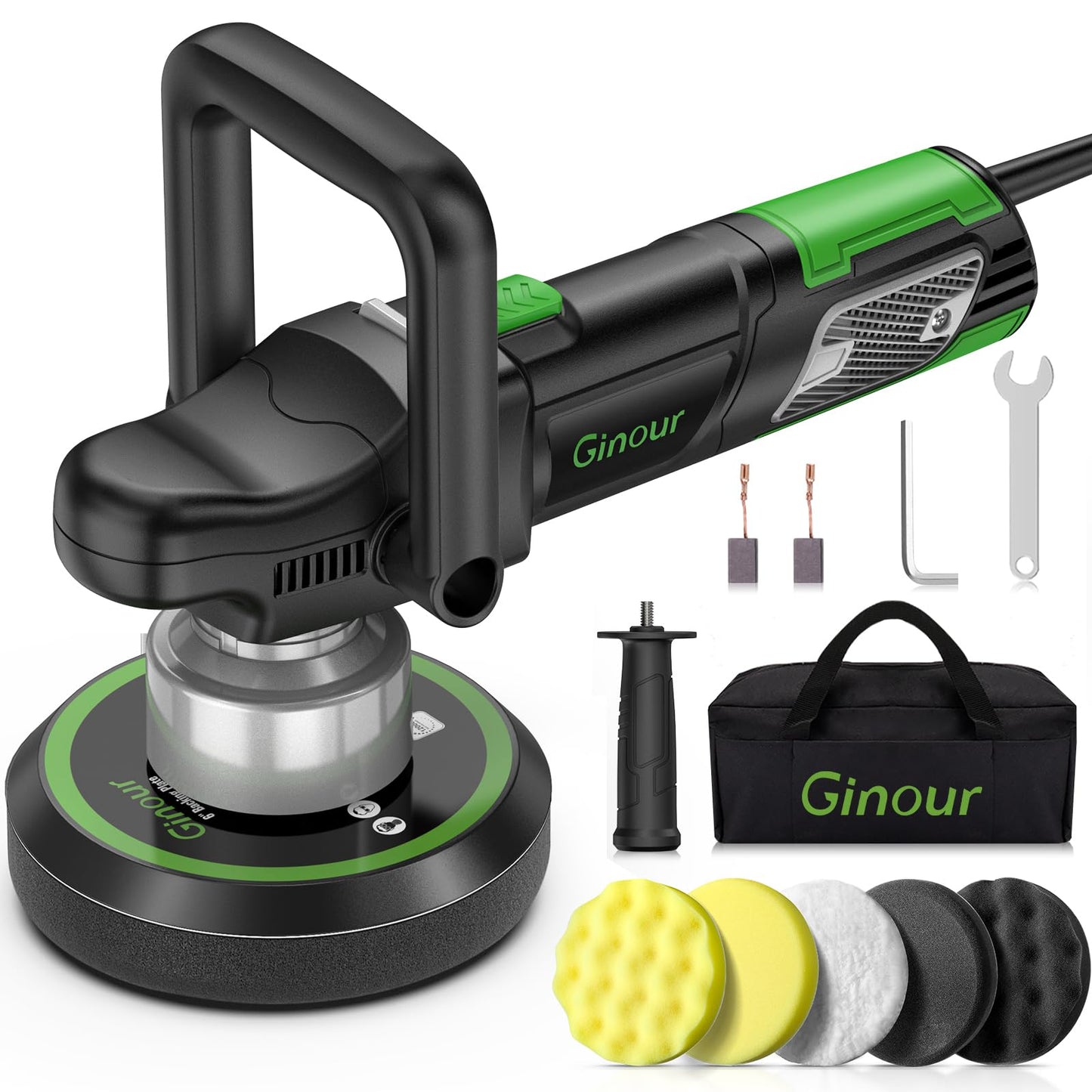 - Ginour Car Polisher for Car Detailing | Dual Action Car Polisher | 6 Variable Speeds 2000-6553RPM -