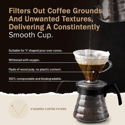 300 size V02 white coffee filter papers, compatible with Hario size 02 by EDESIA ESPRESS