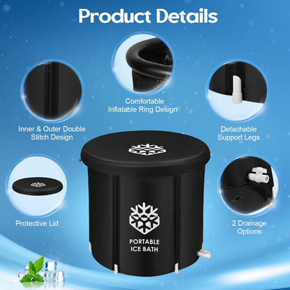 - Ice Bath Tub 376L Ice Bath Outdoor | High Capacity Cold Water Therapy Tub for Athletes | Durable Cold Plunge Pool | Portable and Insulated Cold Plunge Tub -