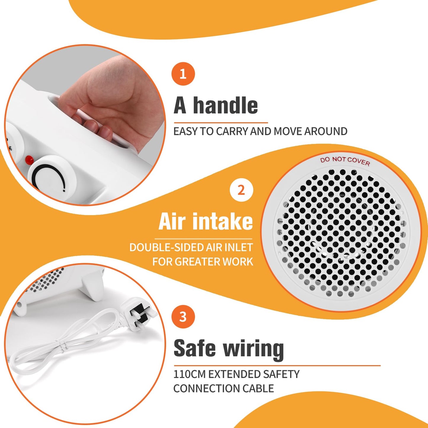 - Rainberg Fan Heater | 2 Heat Settings 1000/2000W & Cool Function | Electric Heater -