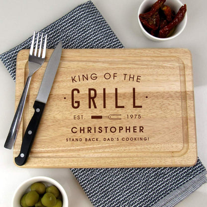 - eBuyGB King of The Grill Rectangle Chopping Board | Personalised Cutting Board | Meat Serving Board -