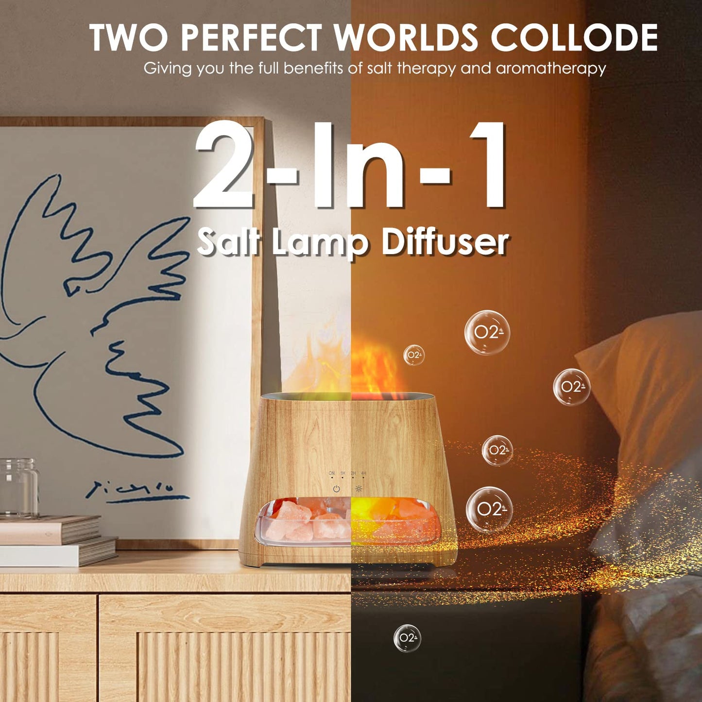 - SALKING 2-in-1 Ultrasonic Essential Oil Diffuser | Himalayan Salt Lamp -