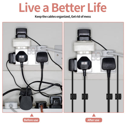 60 Pcs Self Adhesive Cable Management Clips, Cable Management Wire Organizer Clips Cord Holder for Tv Pc Laptop Ethernet Cable Desktop Home Office - Two Size(Small, Large)