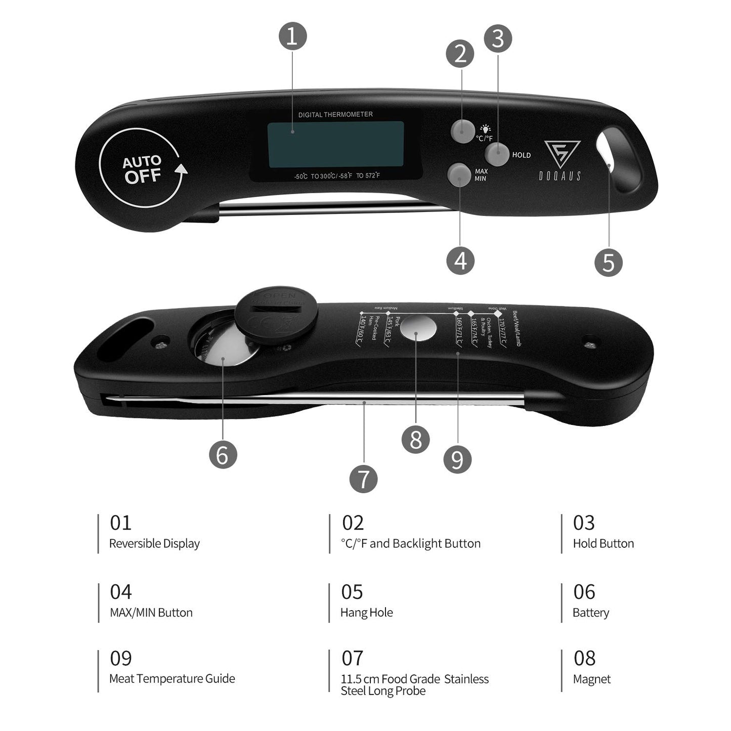 - DOQAUS Digital Meat Thermometer | Instant Read Food Thermometer -