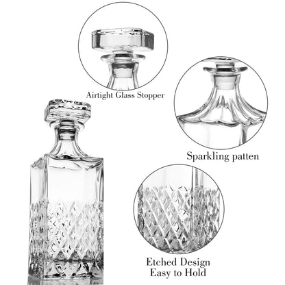 - LIGHTEN LIFE Whiskey Decanter | 849ml Non-Lead Crystal Whiskey Decanter with Stopper in Gift Box -
