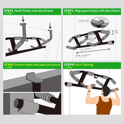 - Pull Up Bar For Doorway | Pull up bar With Enhanced Smart Hook Angled Grip -