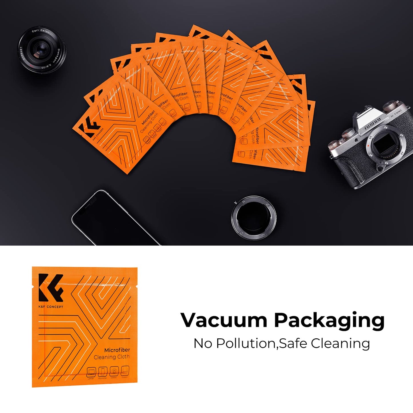 - K&F Concept 15-in-1 Camera Lens Cleaning Kit | DSLR Camera Lens Filter Cell Phones with Air Blowing | Cleaning Wipes*10 | 15ml Cleaning Cloths Liquid -