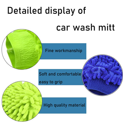 BNFGD 4Pcs Car Wash Mitt,Car Mitt for Washing,Double Sided Microfiber Car Wash Mitts Car Wash Glove Reusable Cleaning Gloves Super Absorbent Microfibre Gloves Microfibre Cloth(Blue,Green).