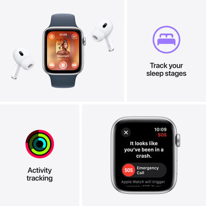 Apple Watch SE (2nd Gen, 2023) [GPS 40mm] Smartwatch with Midnight Aluminium Case with Midnight Sport Band S/M. Fitness & Sleep Tracker, Crash Detection, Heart Rate Monitor