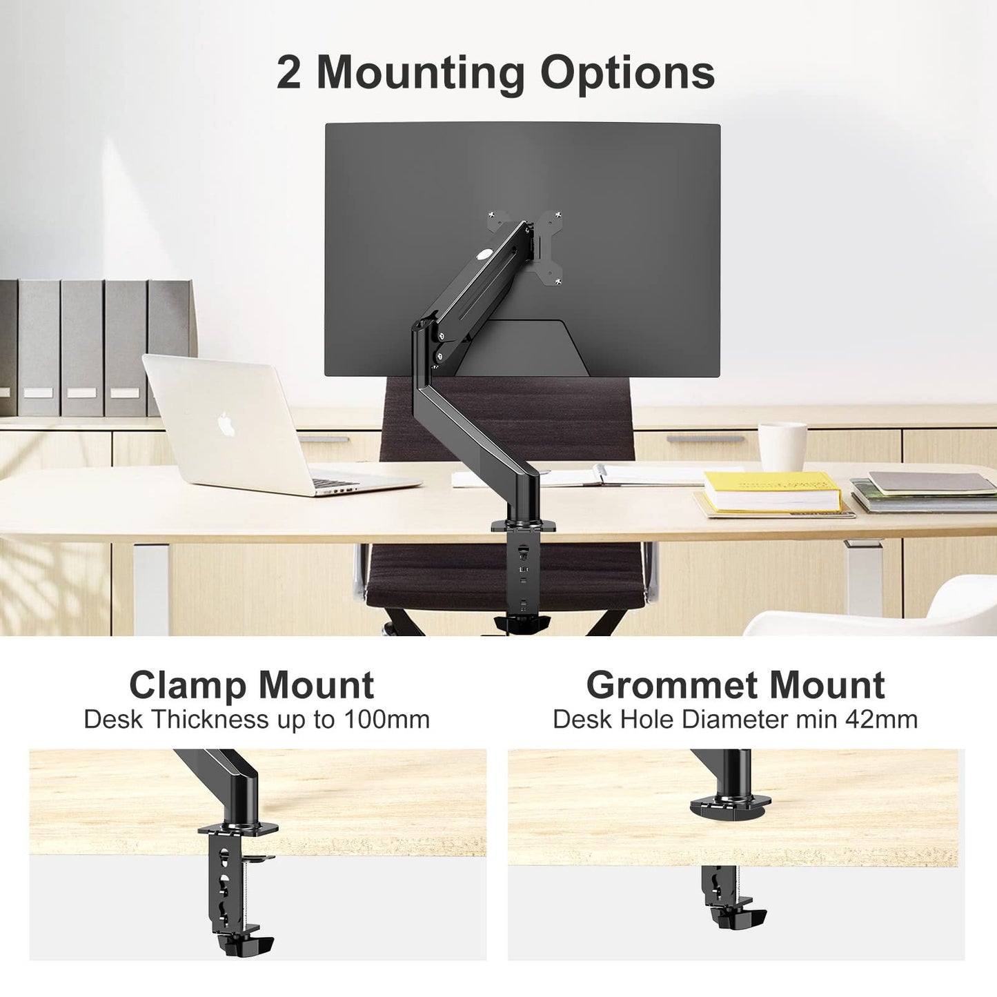 - Suptek | Single Monitor Arm | Gas Spring | Monitor Arm Desk Mount for 17-27 inch Monitors up to 6kg -