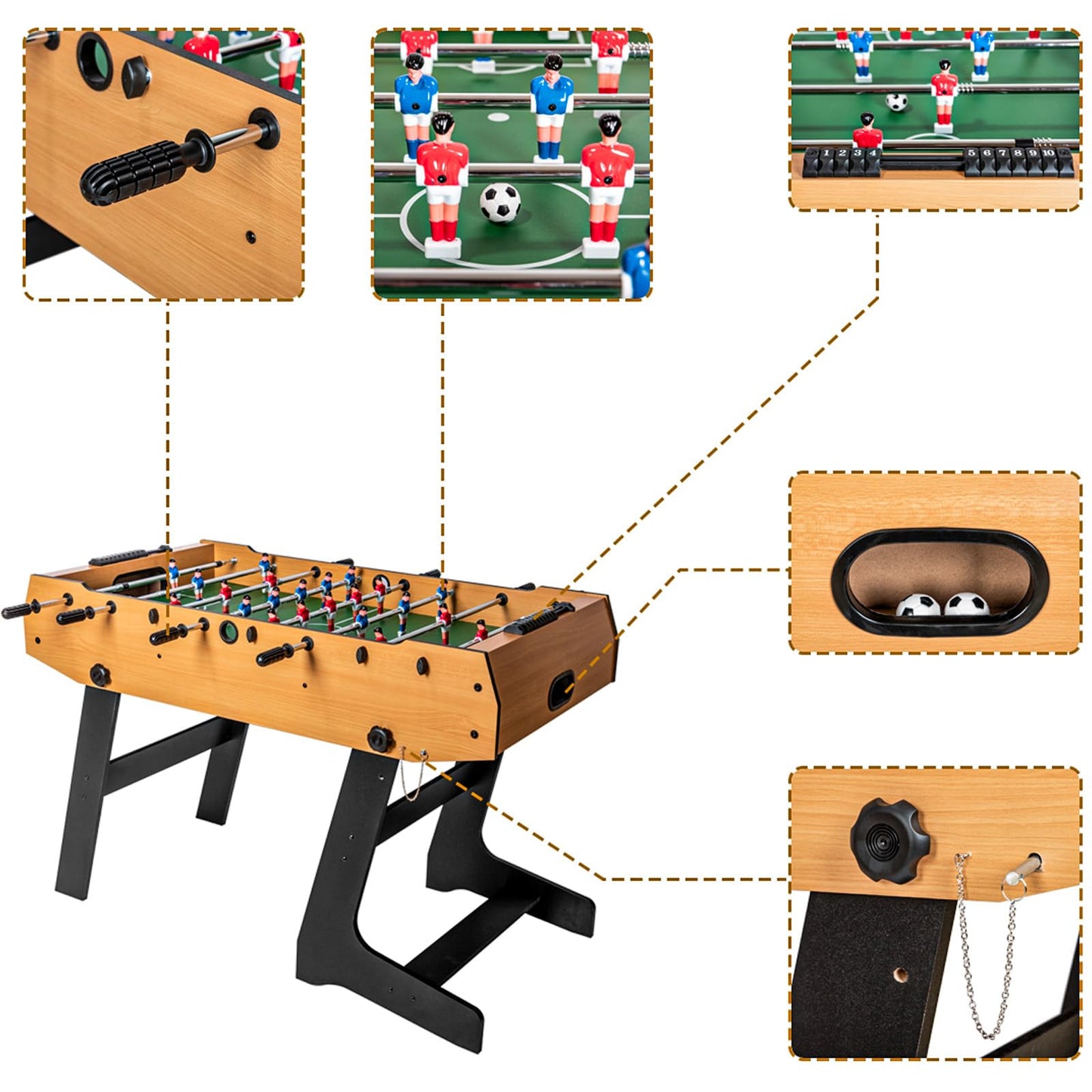 - HLC 4FT Folding Football Table | Foosball Soccer Indoor Game Table -