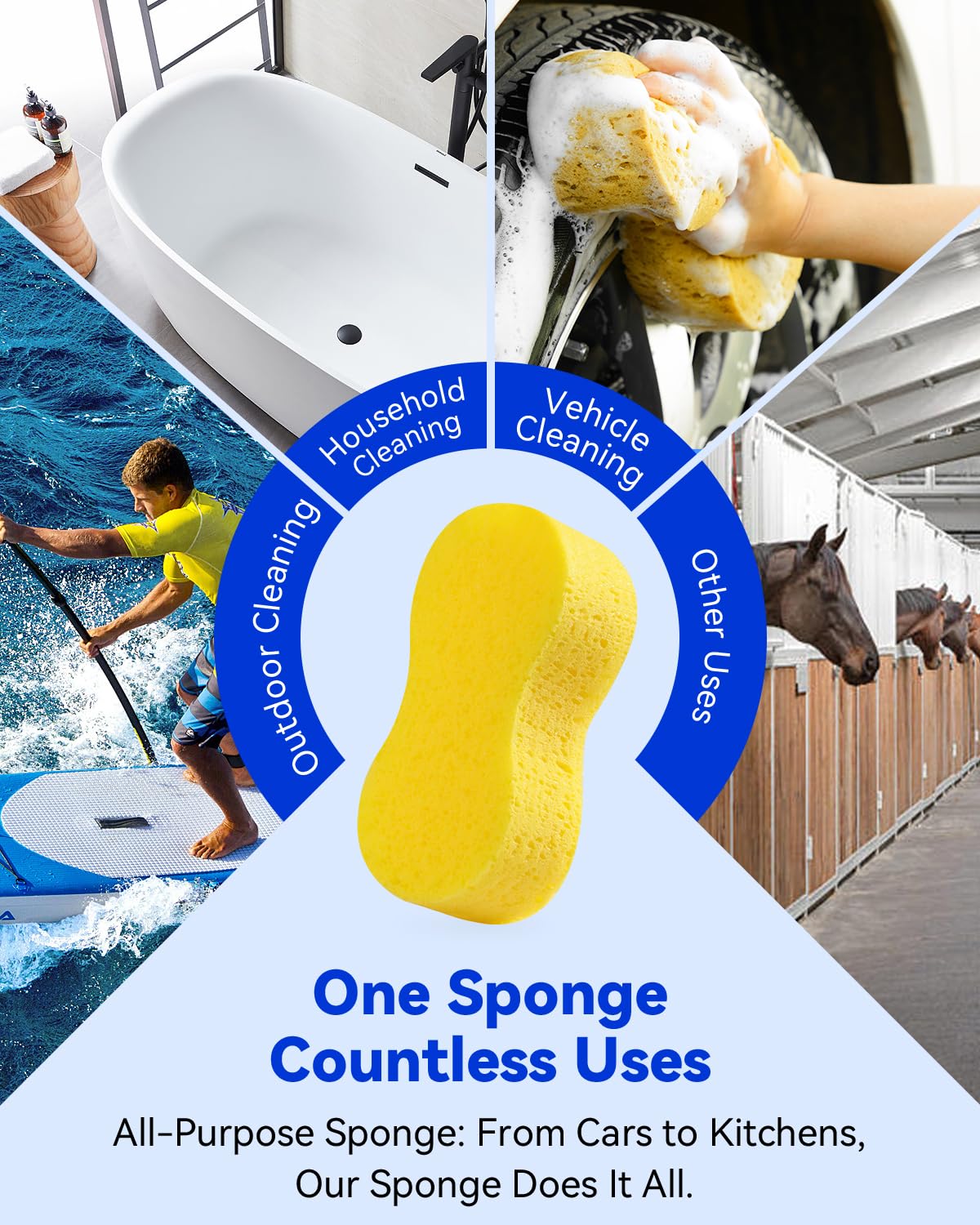 - Temede | Car Wash Sponge |5pcs | Large All Purpose Sponges for Cleaning |