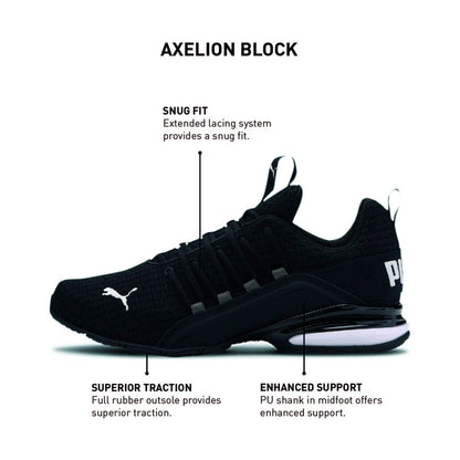 - PUMA | Mens Axelion Block Running Shoes | Dark Denim/Black/High Rise -