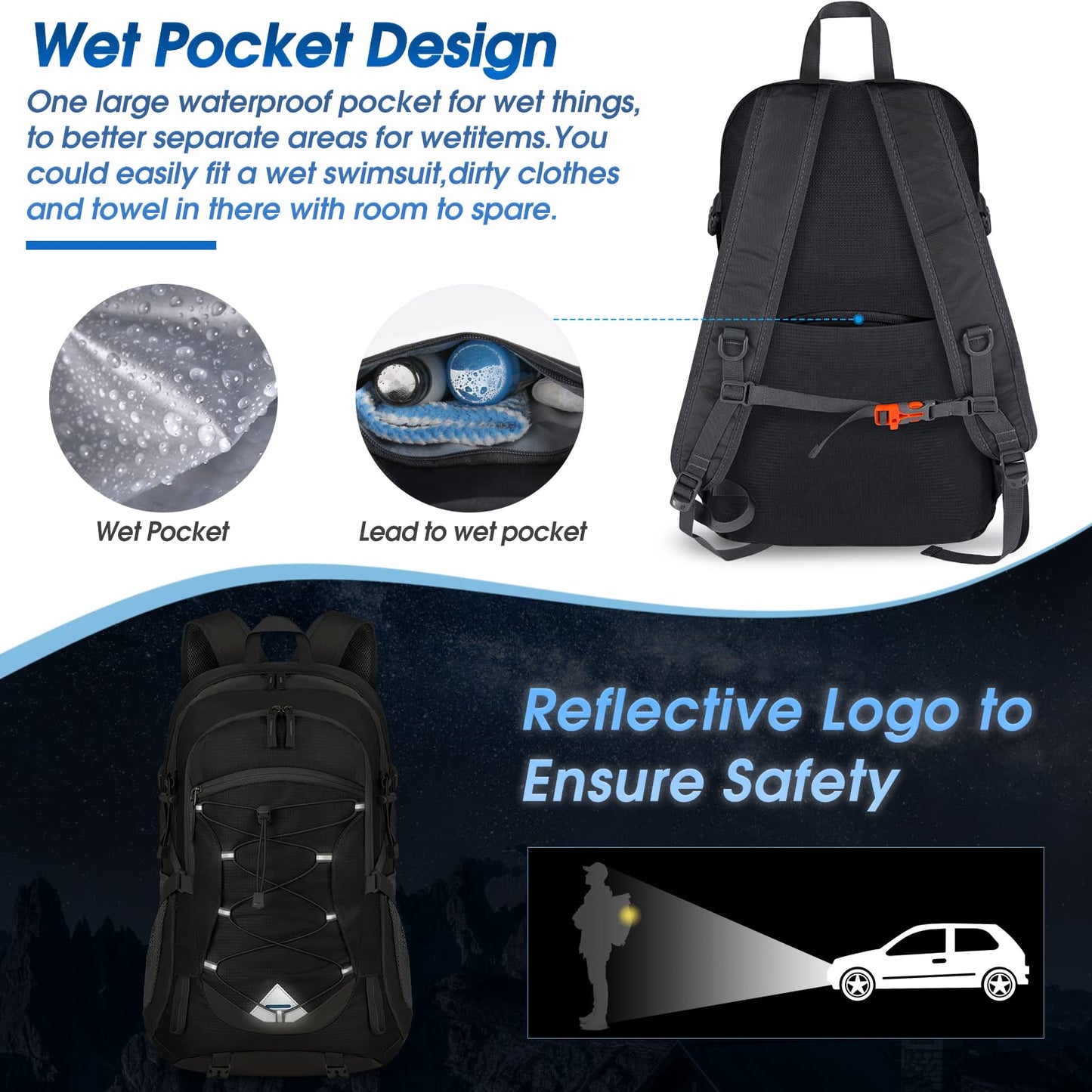 - IGOLUMON Hiking Backpack | 40L Lightweight Foldable Backpack -