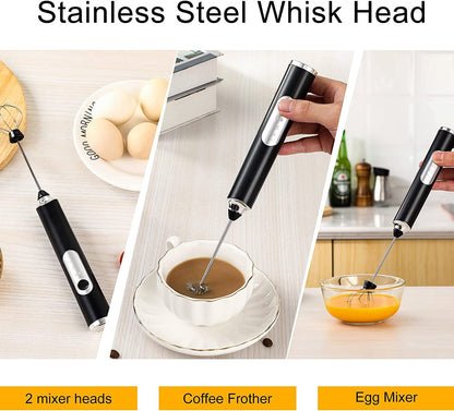 - FIOUSY Handheld Electric Milk Frother With 2 Heads | Coffee Whisk Foam Mixer with USB Rechargeable | 3 Speeds -