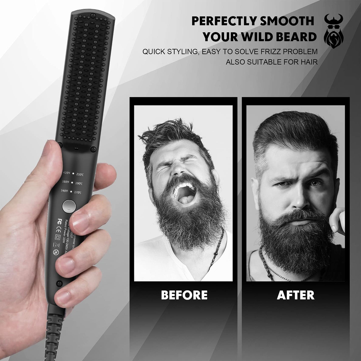 - VIKICON Beard Straightener, 30s Quick Heated Beard Brush -
