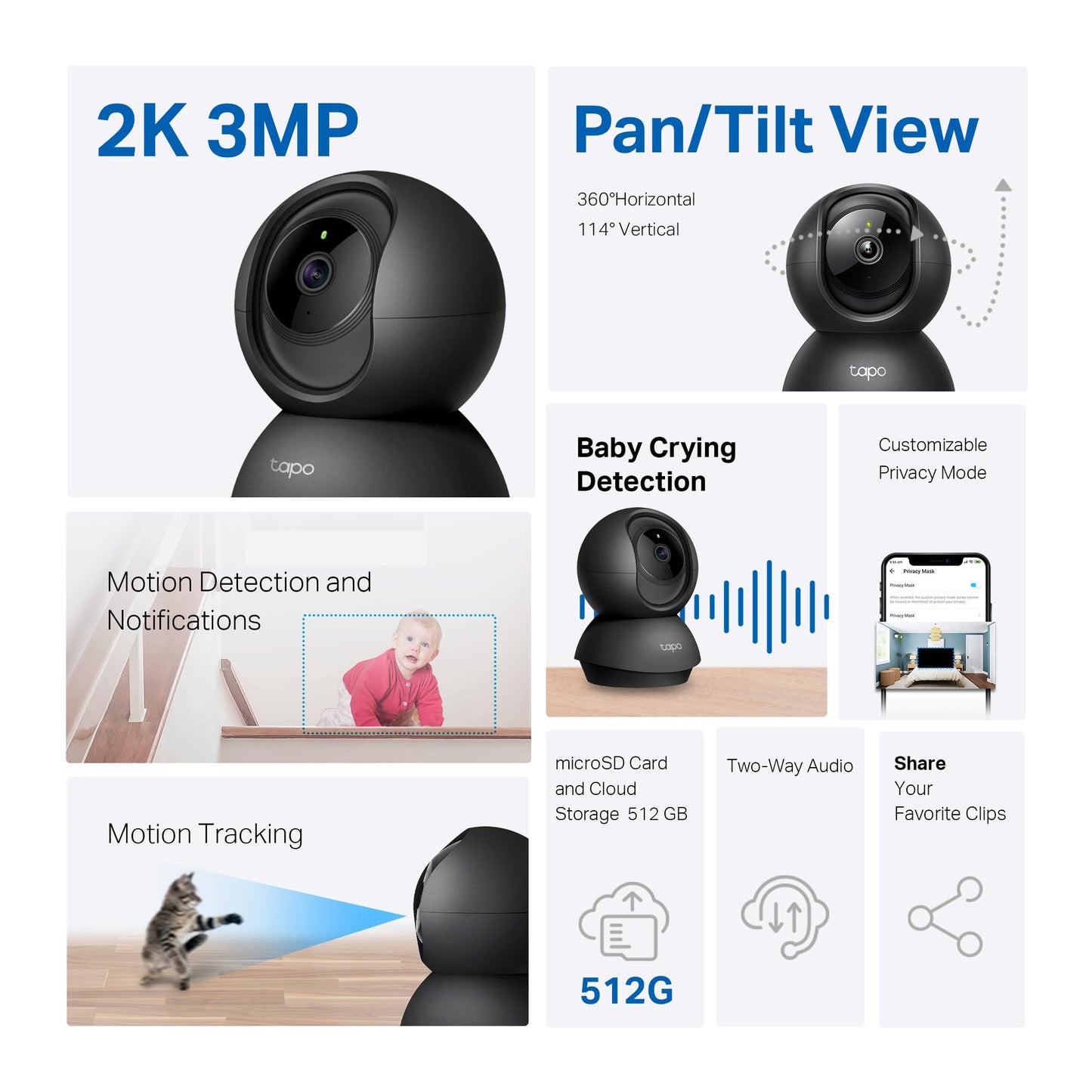 - Tapo Indoor Camera for Security | Wifi Camera | 2K | 360° Baby and Pet Monitor -