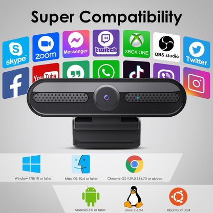 - VIZOLINK W4DS HD Webcam for PC, 1080P 60fps FHD Webcam with Microphone -