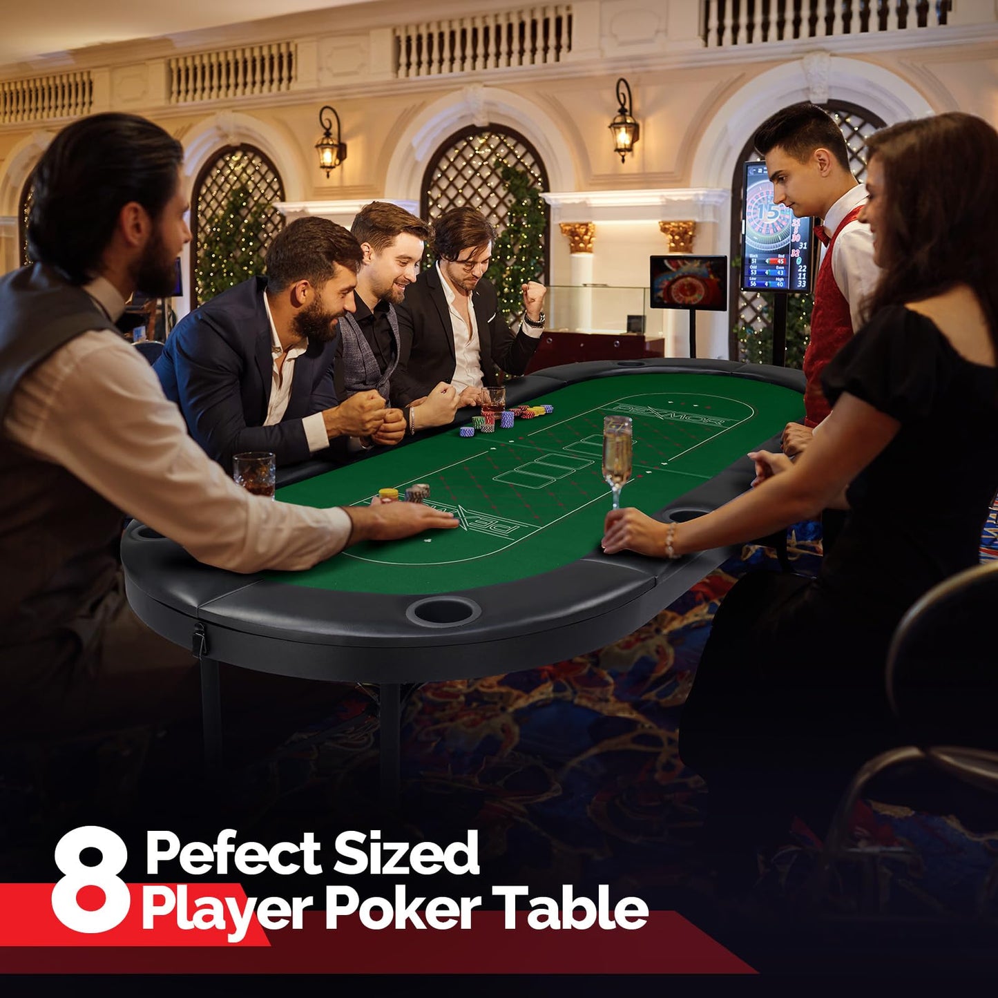 - PEXMOR Foldable 8 Player Poker Table | Folding Blackjack Casino Card Game Table  -