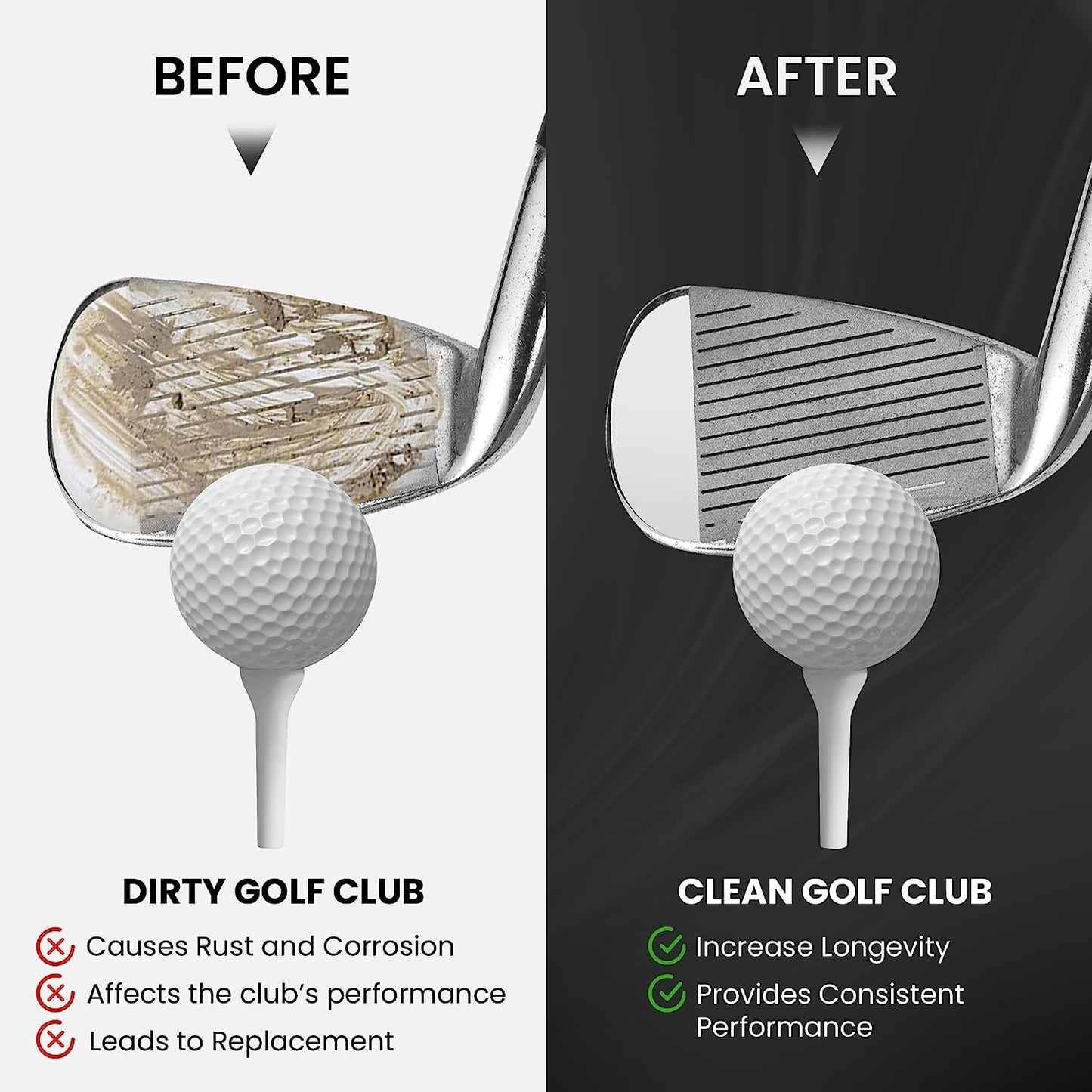 - Dirty Dazzler Golf Club Cleaning Kit | Includes a Groove Cleaner Tool | Golf Club Cleaner Brush, Towel and Golf Club Cleaner Spray -