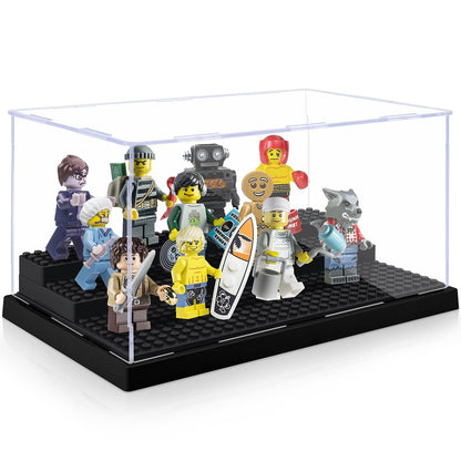 - Mlikero Minifigure Display Case | Clear Dustproof Display Storage Box with 3 Movable Steps -