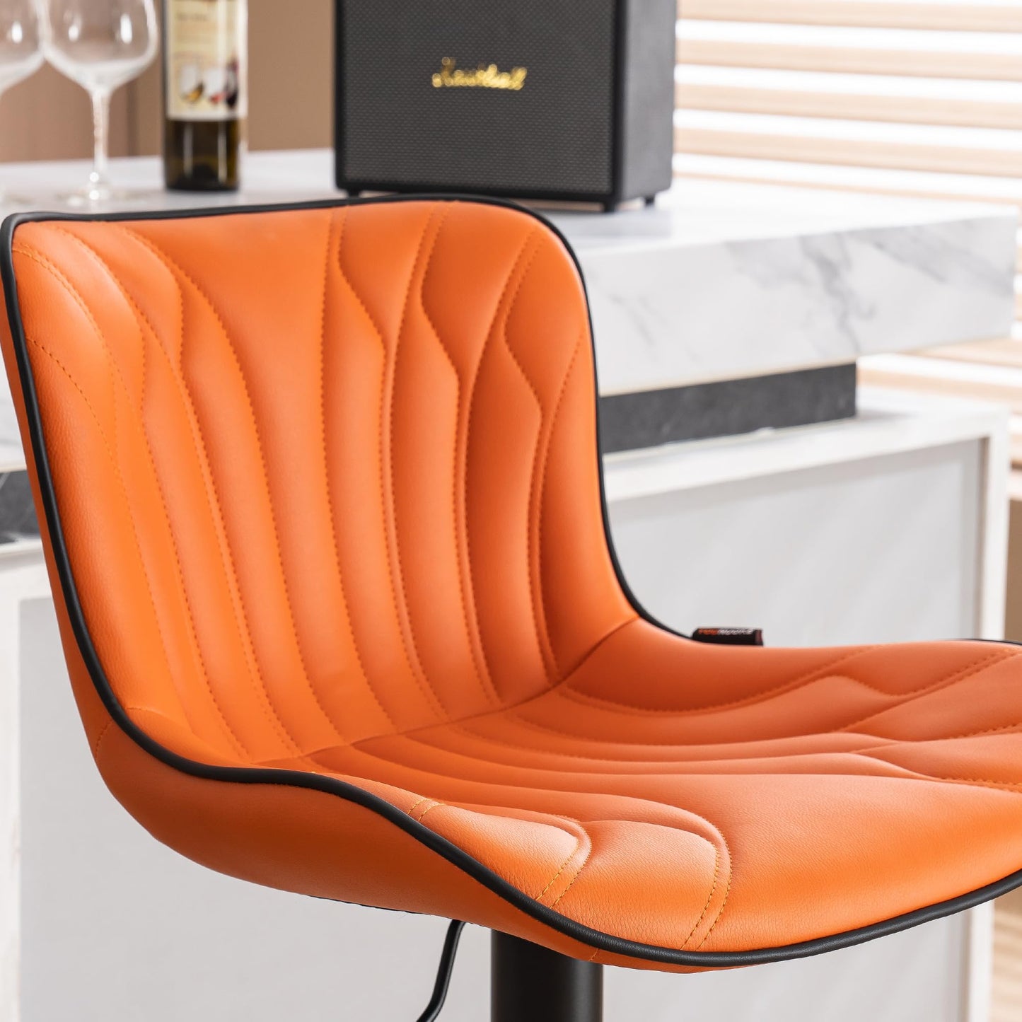 - Kidol & Shellder Bar Stools | Set of 2 | Swivel Barstools Adjustable | PU Leather Padded  | Wing Back Counter Stools -